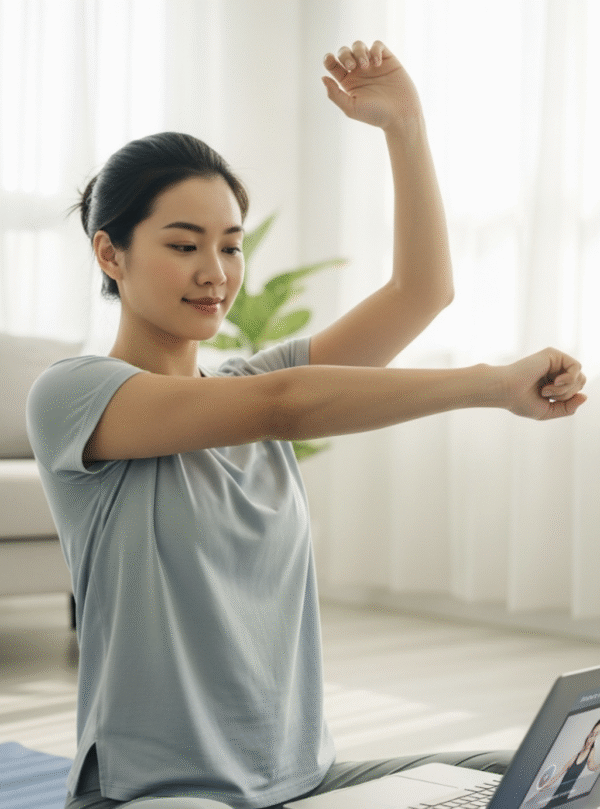 jeune femme realisant exercice d'optimisation fonctionnelle de physioconsulting